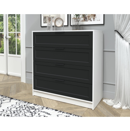 Kомод Тренд КТ-К100 (Белый ЛДСП/ Черный ЛМДФ) Ш1000 В1020 Г451